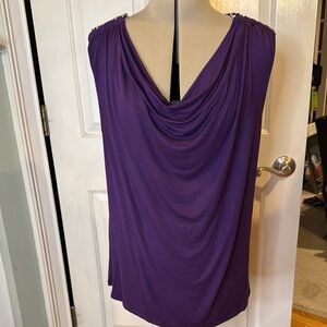 Michael Kors Purple Draped Blouse with Cowl Neckline
